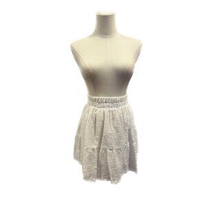 NWT LUSH WHITE MINI SKIRT COTTON FLOWY HIGH WAIST DEMURE PREPPY GIRLY SHORT M